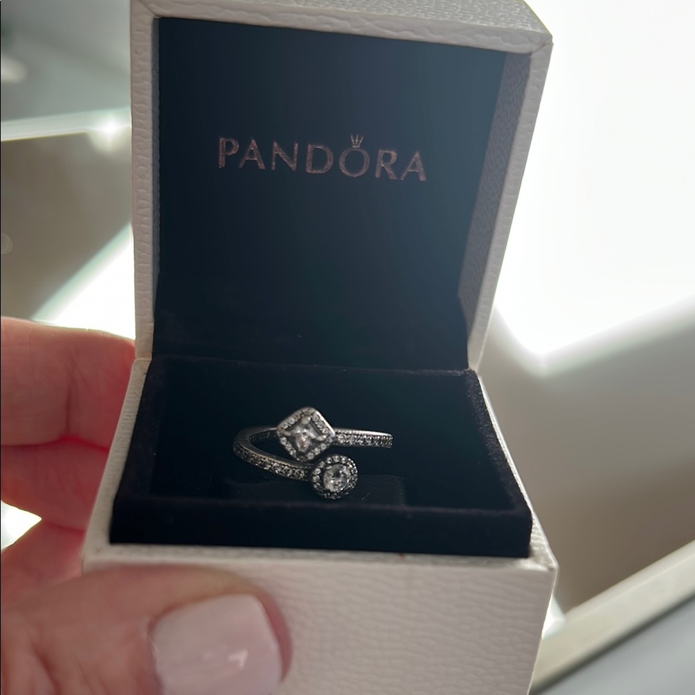 Pandora Silver Ring with Clear Stones